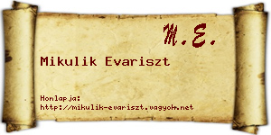 Mikulik Evariszt névjegykártya